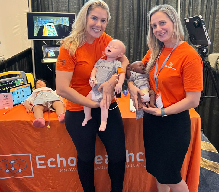 Echo Healthcare's team with highly realistic Lifecast infant manikins